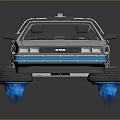Futuristic Classic Car Hovering With Blue Levitation Devices And Roof Equipment