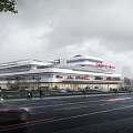 Contemporary Multi Story Commercial Building With Glass Facade And Street Activity