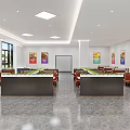 Modern Restaurant Open Kitchen With Digital Menu Board And Cooking Counter 3d model