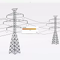 High Voltage Industrial Transmission Towers with Steel Lattice and Power Lines