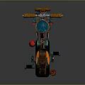 Unique Creative Bicycle With Basket Brown Seat Orange Green Frame Flame Wheel And Headlight