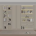 Elegant Modern Bookcase With Glass Doors Open Shelves and LED Lighting