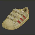 Comfortable White Sneakers With Red Stripes And Velcro Straps For Daily Use