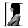 Black and White Female Profile Figure Painting With Short Hair and Minimal Background