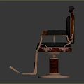 Vintage Barber Chair Furniture With Wooden Armrests Leather Seat And Metal Base