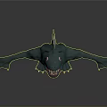 Green Monster Creature With Open Mouth Sharp Teeth Standing Arms Outstretched