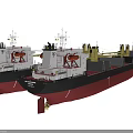 Two Large Cargo Ships with Open Cargo Holds and Deck Cranes 3d model