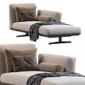 Elegant Modern Upholstered Chaise Lounge With Soft Cushions Throw Blanket And Metal Legs