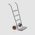 Metal Hand Truck With Two Wheels Flat Platform And Metal Support Bars Structure