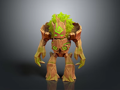Fantasy Game Movie Character Tree Man With Wooden Body And Green Glowing Features 3d model