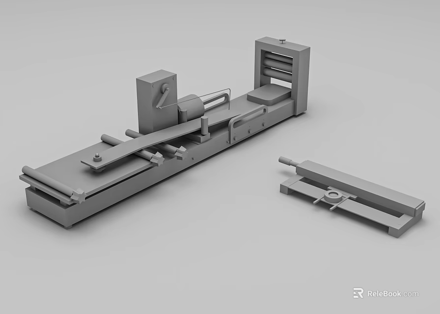 Door Handle Mechanical Components 3D Rendered Metal Parts Showing Main Body And Small Component 3d model 