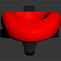 Red And Black Elongated Tool With Glossy Finish And Reflective Surface