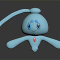 Cute Blue Cartoon Character with Long Ears Big Eyes and Red Chest Decoration