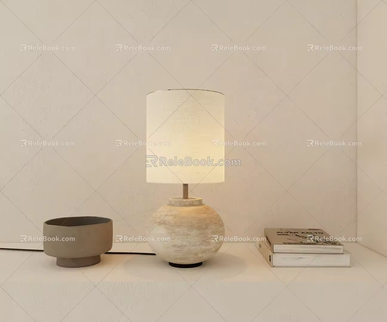 Quite table lamp pottery pot table lamp 3d model