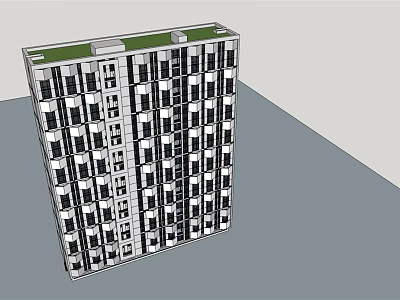 Modern High Rise Residential Building Exterior With Regular Window Design And Green Roof 3d model