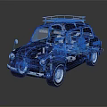 Black Small Vintage Car With Roof Rack And Classic Retro Design