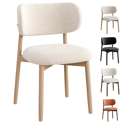 Modern Upholstered Dining Chair With Wooden Legs And Multiple Color Options 3d model