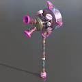 Ornate Pink Purple Hammer Weapon With Circular Patterns And Decorative Handle