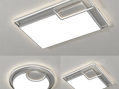 Modern Ceiling Lights Featuring Square Round Shapes Metal Frame And White Light Panel 3d model