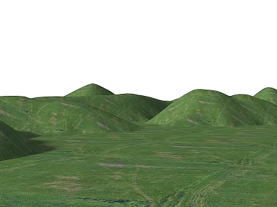 Scenic Park Landscape With Green Rolling Hills And Lush Grassland 3d model