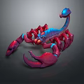 Vibrant Blue And Red Scorpion With Detailed 3D Modeled Exoskeleton And Claws