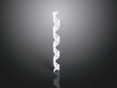 Twisted White Spiral Sculpture On Dark Reflective Background With Modern Design 3d model