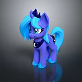 Purple Pony Game Character With Blue Mane Tail Crown And Moon Star Necklace