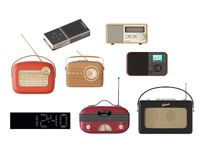Vintage Audio Devices Collection with Retro Radios Classic Speakers and Various Colors 3d model