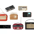Vintage Audio Devices Collection with Retro Radios Classic Speakers and Various Colors