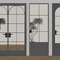Modern Glass Swing Doors With Black Frame And Grid Design For Interior
