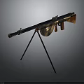Vintage Military Rifle With Tripod Stand Wooden Grip And Metal Barrel