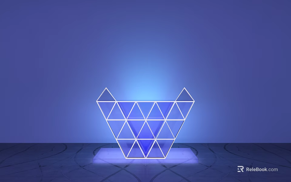 Modern Geometric Commercial Equipment With Triangular Structure Illuminated Blue Design 3d model 