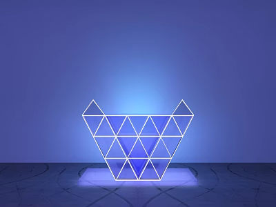 Modern Geometric Commercial Equipment With Triangular Structure Illuminated Blue Design 3d model