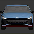 Blue Modern Sporty Sedan With Black Wheels Rear Spoiler And Sleek Design