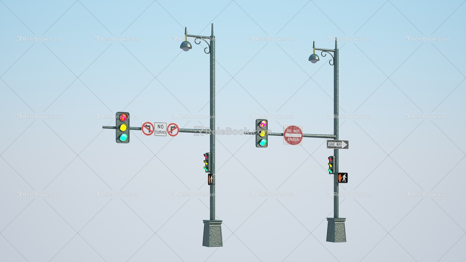 Modern traffic light signal lamp 3d model