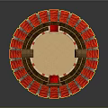 Ancient Circular Building With Multi Tiered Red Seats And Central Sand Area