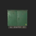 Green Metal Electrical Enclosure With Rustic Surface And Bottom Ports For Outdoor Power Distribution