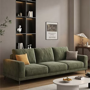 Quiet Minimal Three-Person Sofa Module Sofa Living Room Sofa 3d model