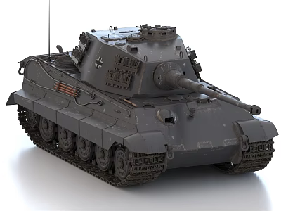 Detailed Military Tank With Turret Gun Barrel Heavy Tracks And Armor 3d model