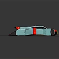 Futuristic Concept Car With Streamlined Front And Blue Red Stripes Design