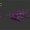 Modern Military Tank with Armored Hull Long Barrel Turret and Tracked Chassis