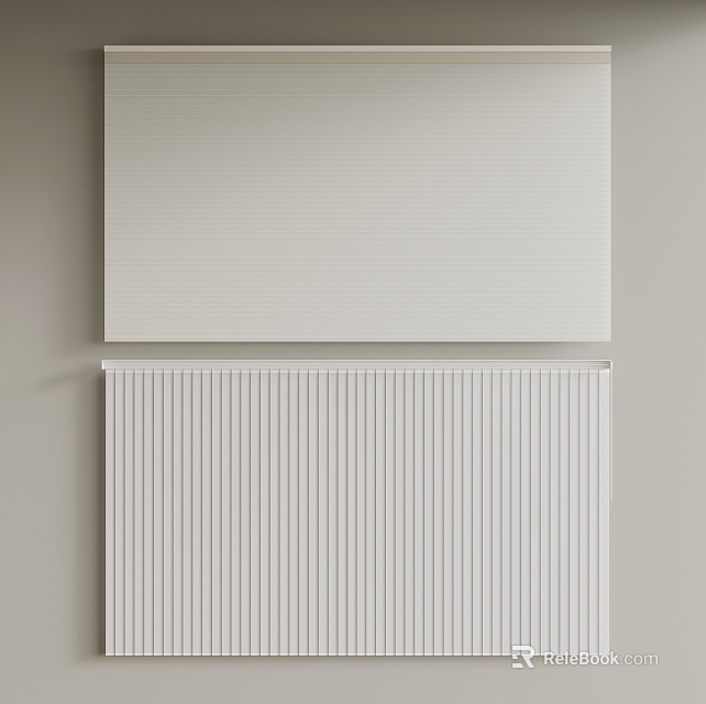 Elegant Modern White Curtain With Vertical Stripes For Home Interior Decor Design 3d model 