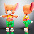 Adorable Orange Cartoon Animal Characters With Big Ears Colorful Outfits Green Pants And Outstretched Arms