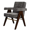 Modern Fabric Accent Chairs With Light And Dark Gray Colors And Wooden Legs