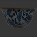 Traditional Blue And White Ceramic Bowl With Floral Leaf Patterns And Elegant Design