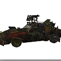 Apocalyptic Modified Battle Car With Spiked Front Roof Mounted Weapons And Metal Armor