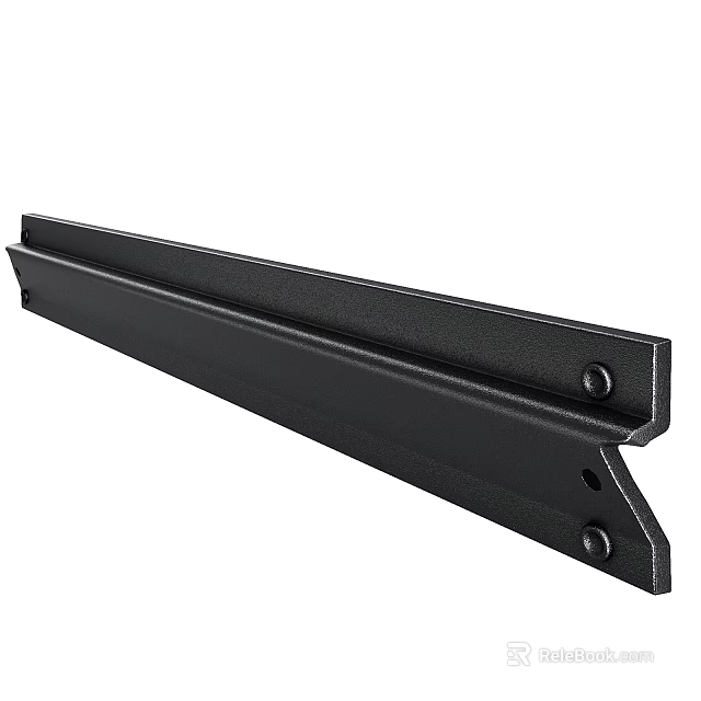 Black Metal Structural Component With Long Strip Design And Mounting Holes 3d model 