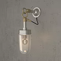 Modern Minimalist Wall Lamp with Transparent Glass and Metal Base on Concrete Wall