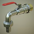 Stainless Steel Water Faucet With Red Handle And Durable Construction For Home Use Design