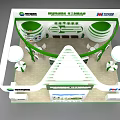 Modern Exhibition Booth Design With White Green Theme Reception Desk And